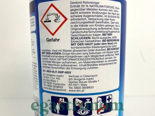 Засіб для прочищення труб Денк Міт рідина Denk Mit rohrreiniger mit-kraft-formel 1L 12шт/ящ
