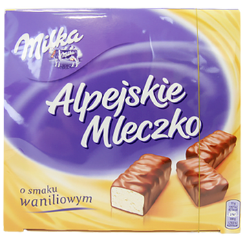 Цукерки Мілка альпійське молоко ванільні Milka o smaku waniliowym 330g 16шт/ящ