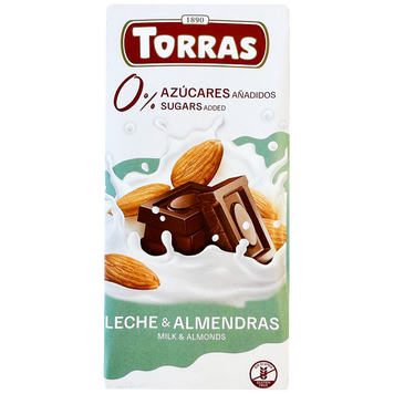 Шоколад молочний з мигдалем (без цукру та глютену) Торрас Torras 75g 12шт/ящ