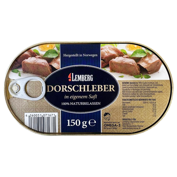 Печінка тріски Лемберг Lemberg 150g 18шт/ящ