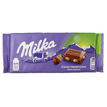 Шоколад цілий лісовий горіх Мілка Milka whole hazelnut 100g 17шт/ящ