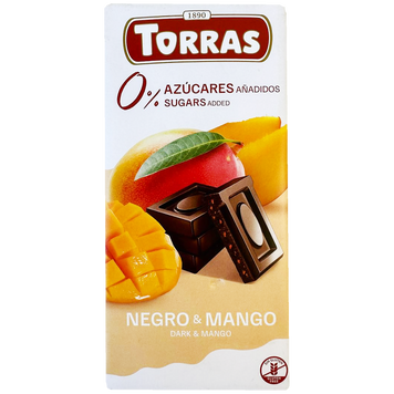 Шоколад чорний з манго (без цукру) Торрас Torras negro mango 75g 40шт/ящ