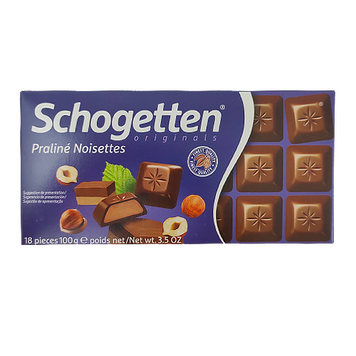 Шоколад молочний з горіховим праліне Шогеттен Schogetten praline nosettes 100g 15шт/ящ