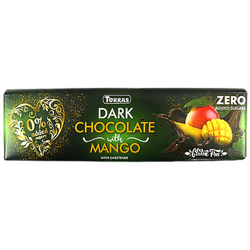 Шоколад чорний з манго (без цукру) Торрас Torras dark mango 250g 15шт/ящ