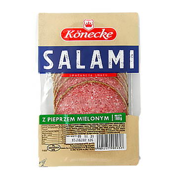 Ковбаса нарізка cалямі з перцем меленим Конецьке Konecke salami z pieprzem 100g 10шт/ящ