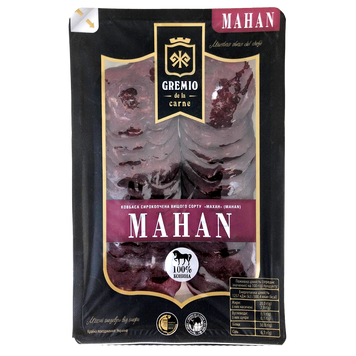Ковбаса нарізка сирокопчена махан Греміо Gremio de la carne mahan 75g 12шт/ящ