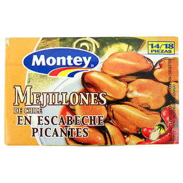 Мідії мариновані пікантним чилі Монтей Montey chile 69/111g 24шт/ящ